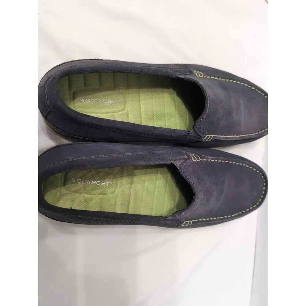 ROCKPORT TRU TECH shoes EASY CARE LEATHER MENS Size 10 LOAFER CASUAL Dark Gray